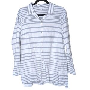 J. Jill‎ Button Front Tunic Grey Collared Shirt Size M Coastal Grandma Work Cozy